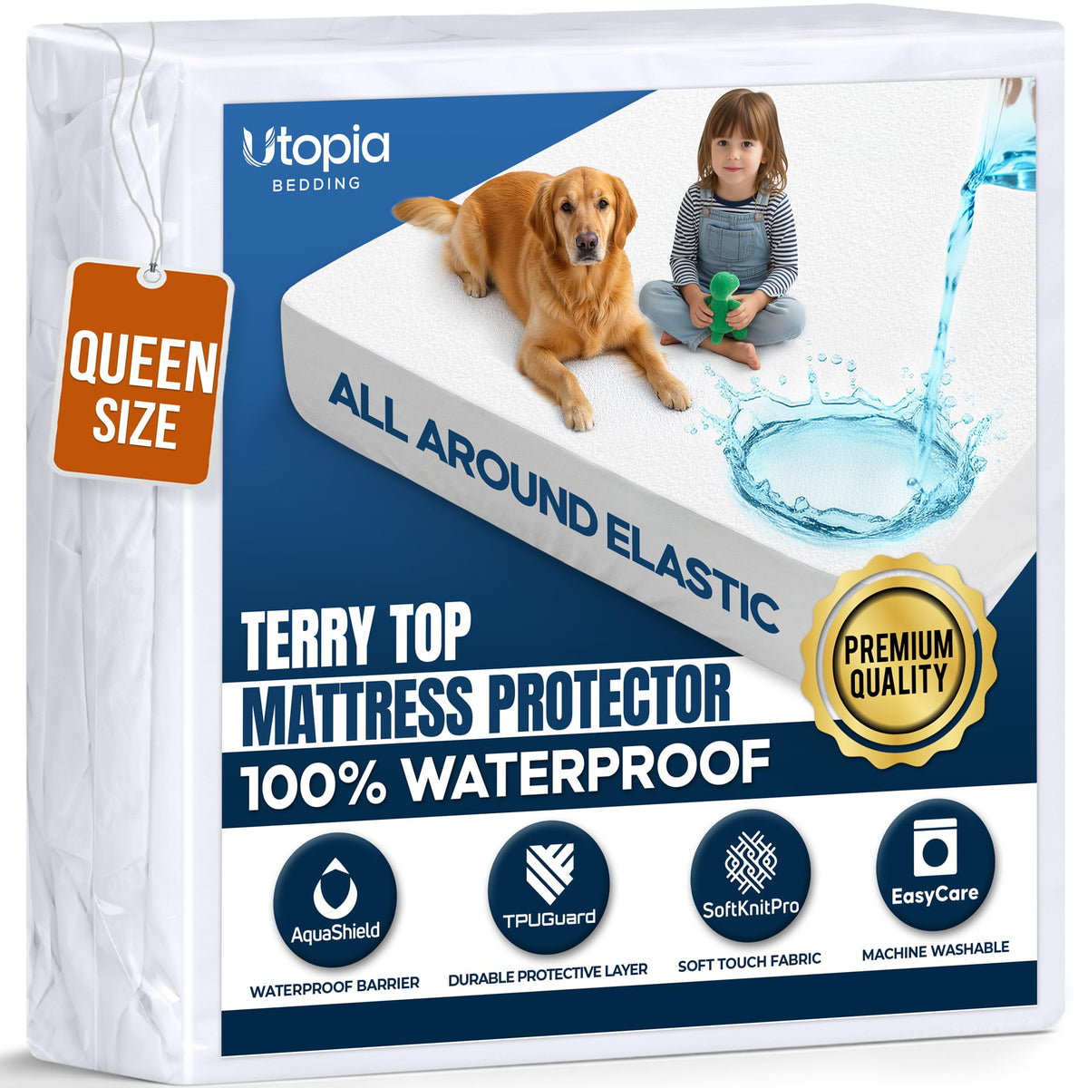 Waterproof Full Size Mattress Protector fits Upto 15" Deep Pocket
