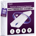 Waterproof Zippered Mattress Protector Queen Size, 12" Deep Pocket