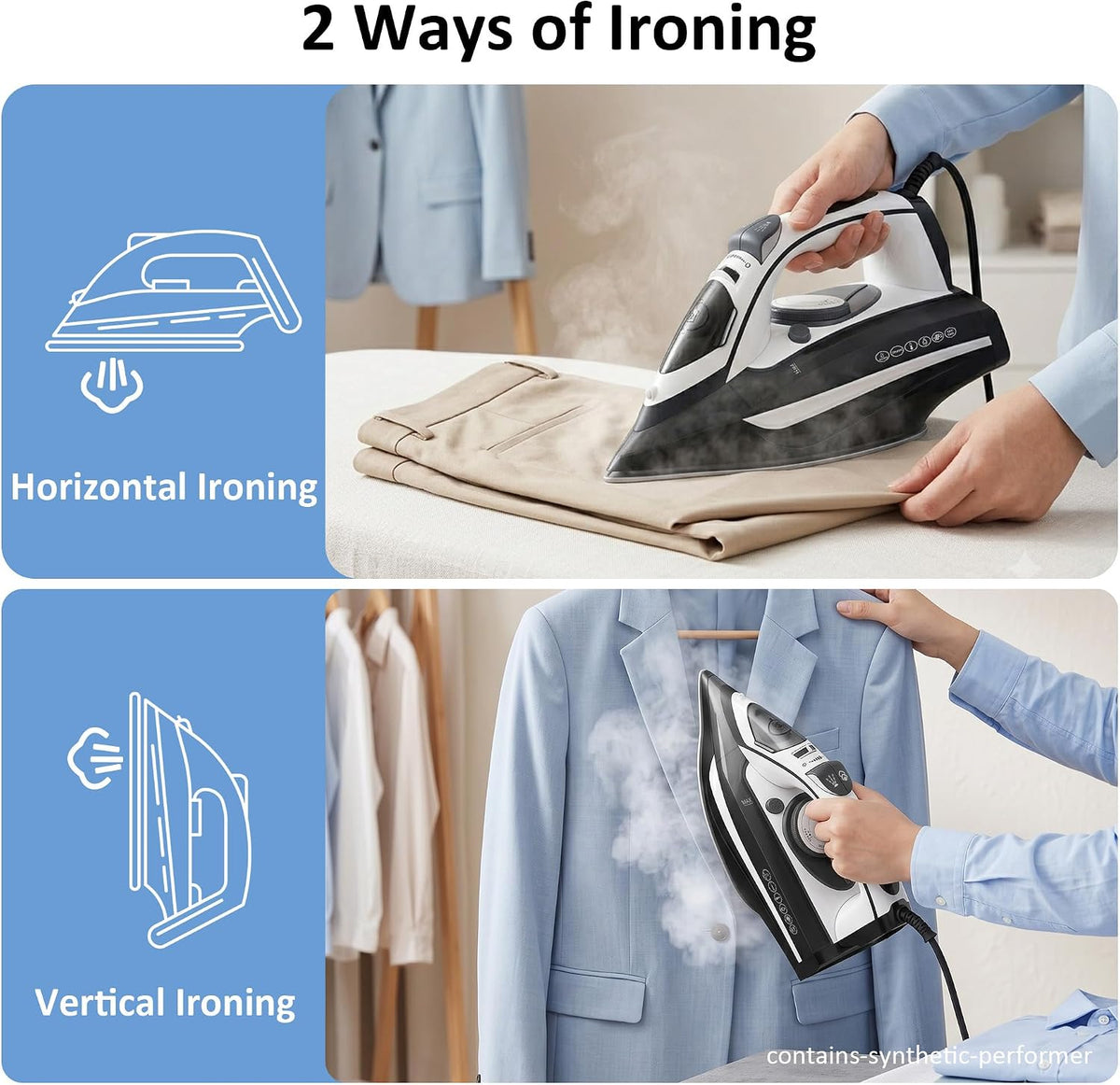 Steam Iron for Clothes 20s Rapid Heating,Iron for Vertical Steaming