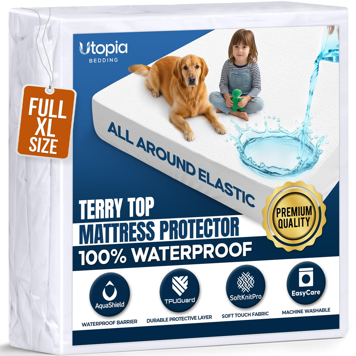 Waterproof Queen Size Mattress Protector fits Upto 17" Deep Pocket