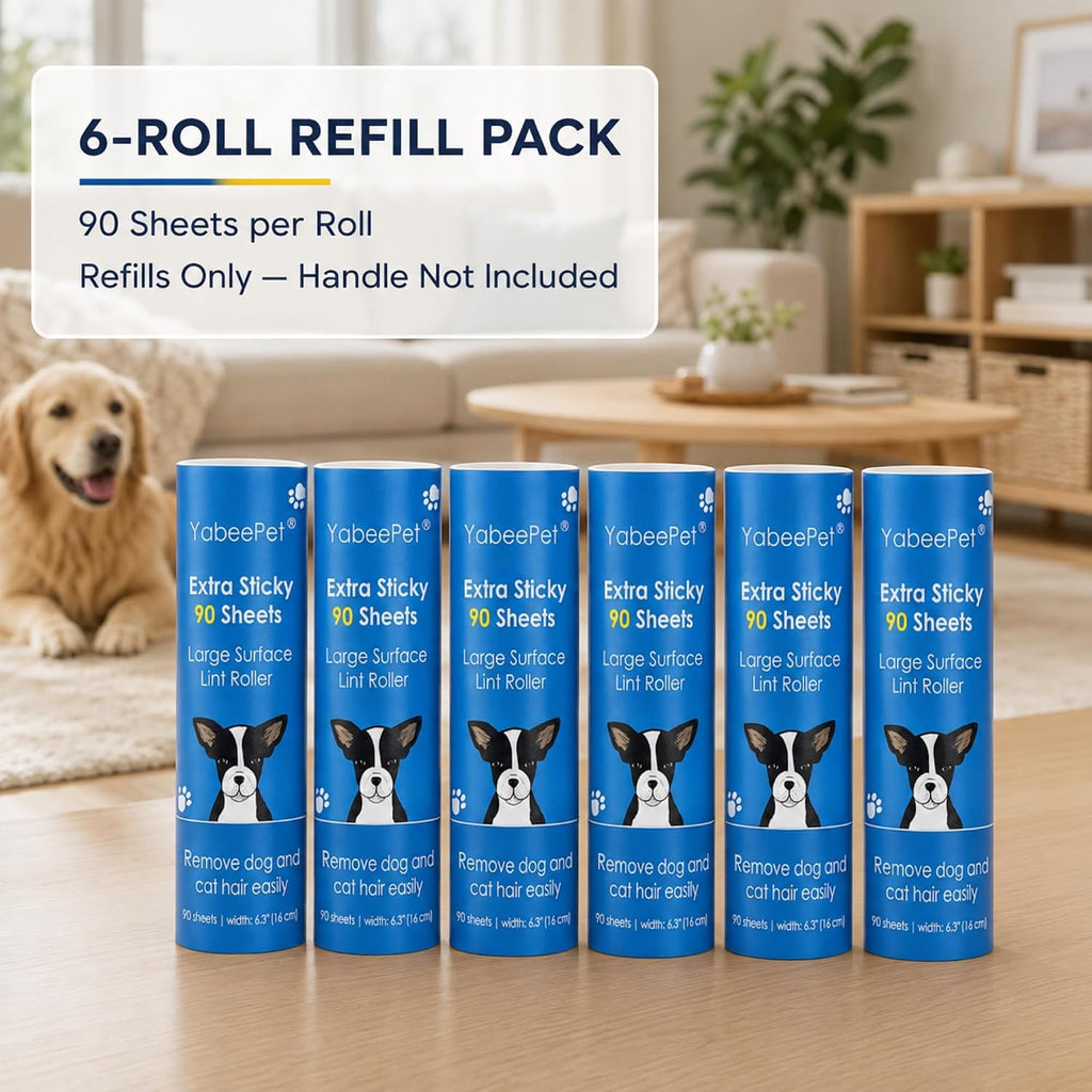 Extra Sticky Large Lint Roller Refills, 6.3'' Giant Lint Roller Refills for Pet Hair, Clothes&Furniture Cleaning, 540 Sheets in Total