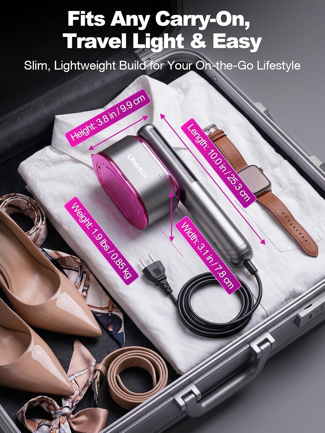 Travel Steamer for Clothes, 2-in-1 Steam Iron & Garment Steamer