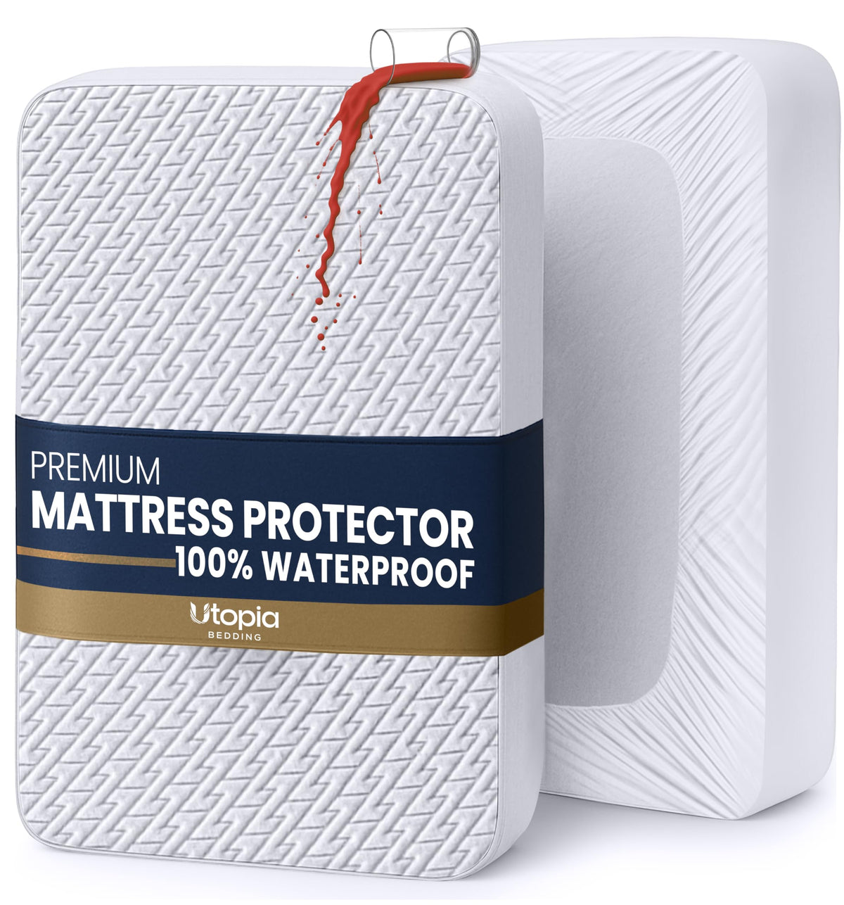Premium Waterproof Mattress Protector Queen Size, Gray, 17" Deep Pocket