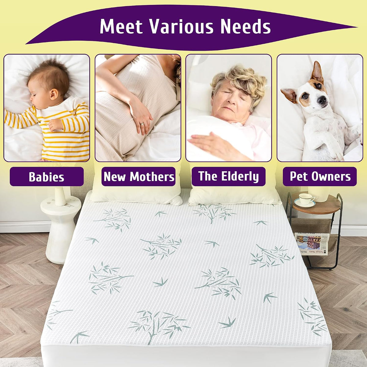 Queen Size Waterproof Mattress Protector, Breathable and Cooling Queen Mattress Pad Cover, Fitted Sheets Style, 6-18 inches Deep Pockets