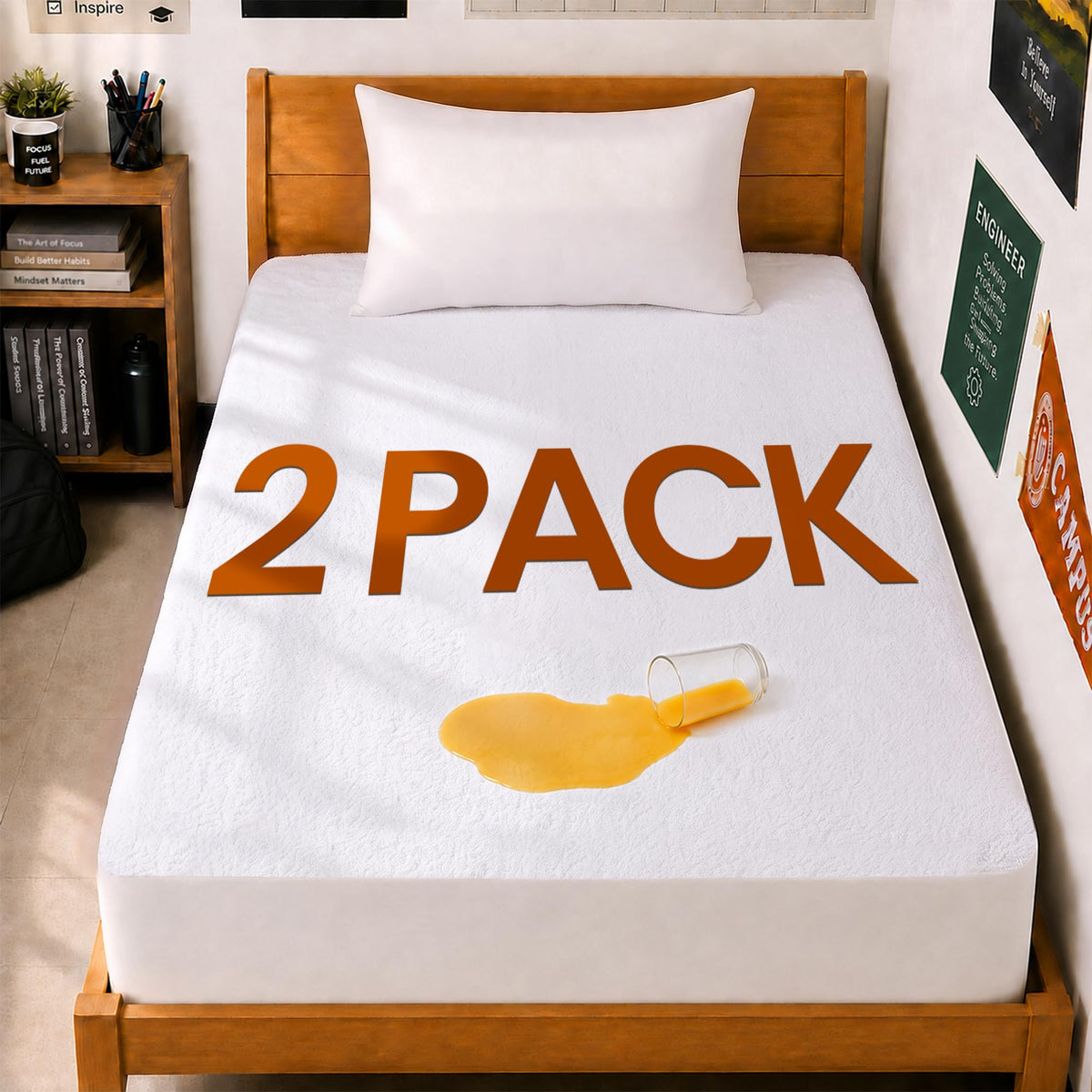 Waterproof Queen Size Mattress Protector fits Upto 17" Deep Pocket