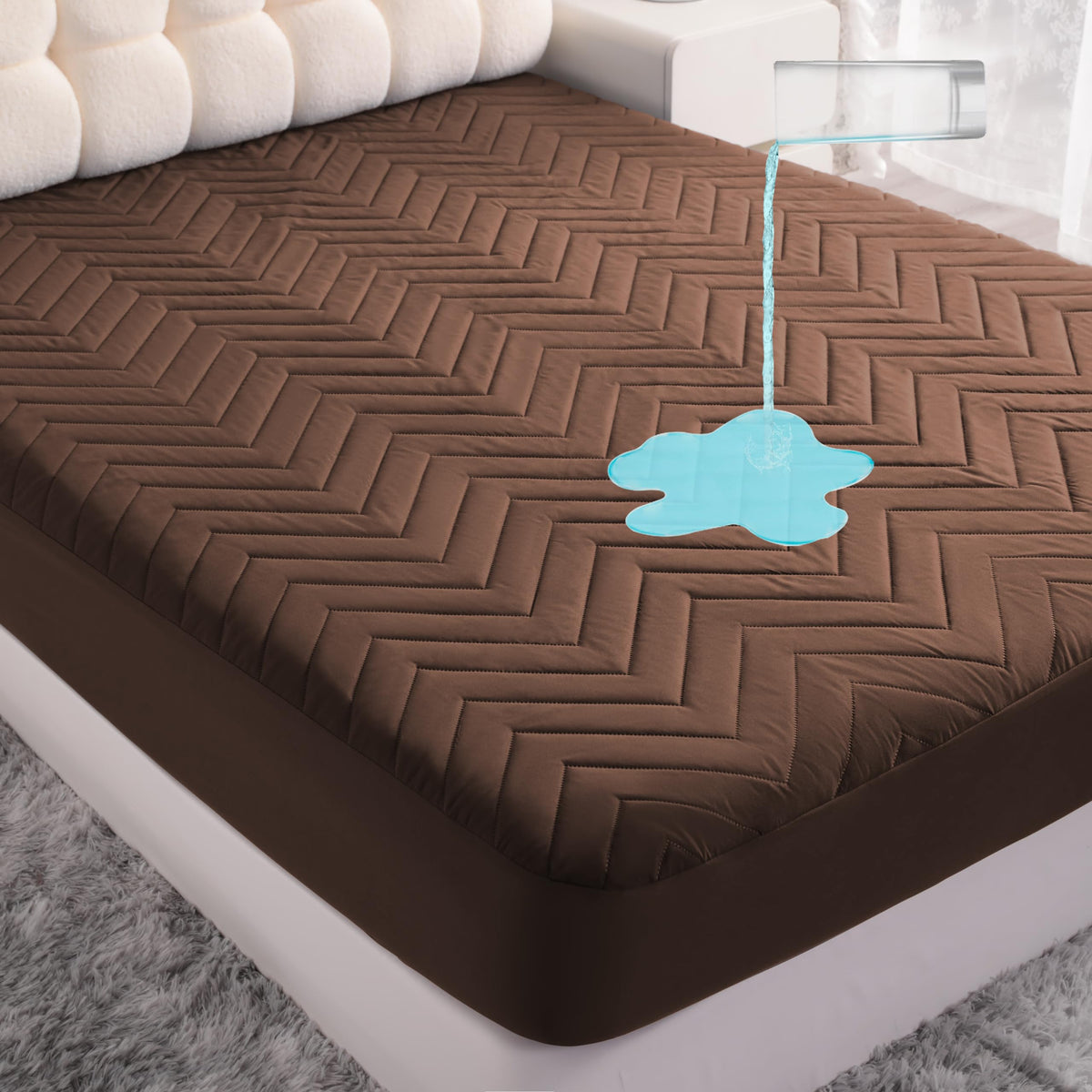 Quilted Waterproof Mattress Protector - Queen Size 15" Deep Pocket Fitted Sheet, Ultra-Soft Breathable and Machine Washable Mattress Pad Cover - White