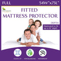 Full Size Waterproof Mattress Protector - Fitted Sheet Style - Hypoallergenic Premium Quality Cover Protects Against Dust