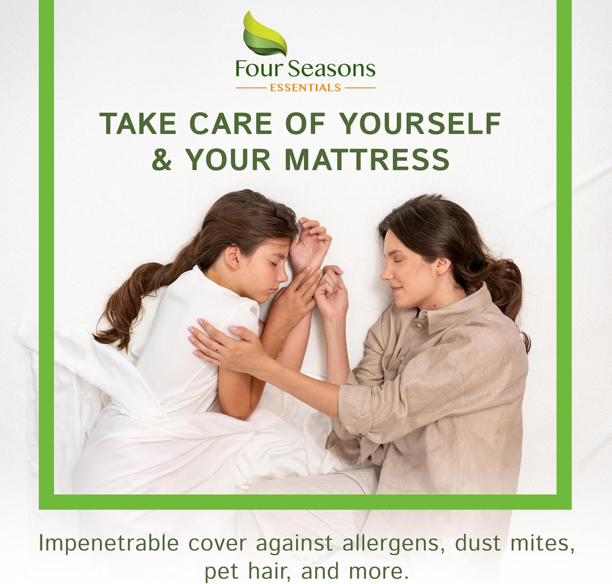 Four Seasons Essentials Twin Extra Long (XL) Size Waterproof Mattress Protector - Cooling Viscose derived from Bamboo Fitted Sheet Mattress Cover - Quilted Jacquard Pad Protects from Dust Allergens