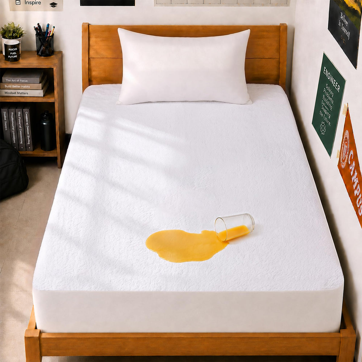 Waterproof Queen Size Mattress Protector fits Upto 17" Deep Pocket