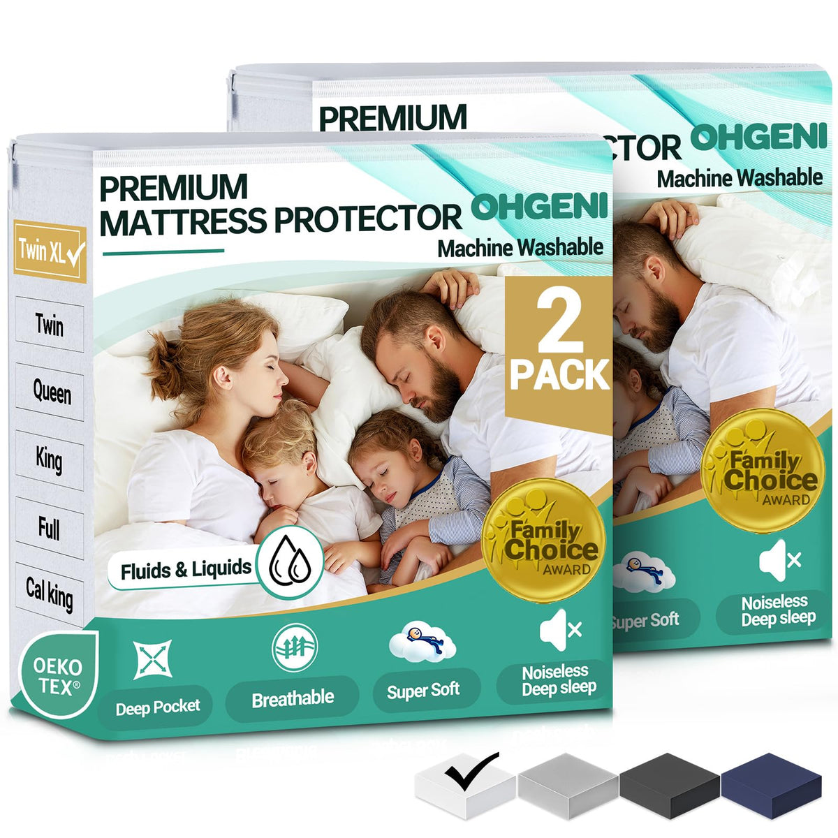OhGeni Waterproof Mattress Protector, Queen Size Mattress Pad Fitted with Deep Pocket 6"-18", Breathable Noiseless & Soft, Washable Dirt-Proof Mattress Cover for Home, Bedroom, White,Daybed Cover