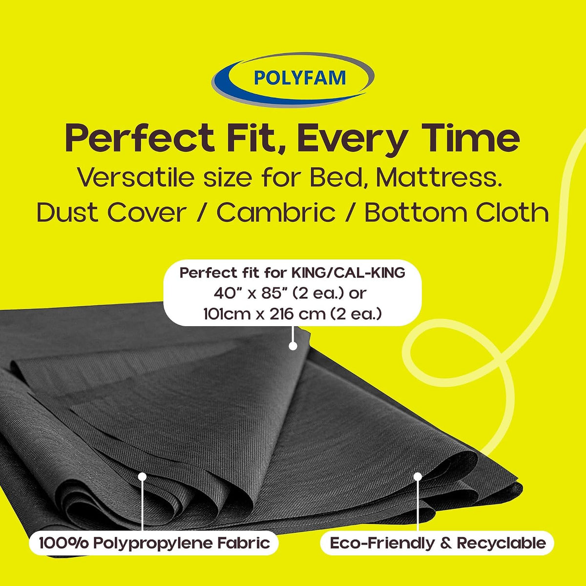 Bed Dust Cover – Bottom Cloth/Replacement Fabric for Underside of Mattress Box Spring or Foundation – Cambric Fabrics – Dust Covers-Upholstery Fabric for Bed, King/Cal-King 40" x 85"