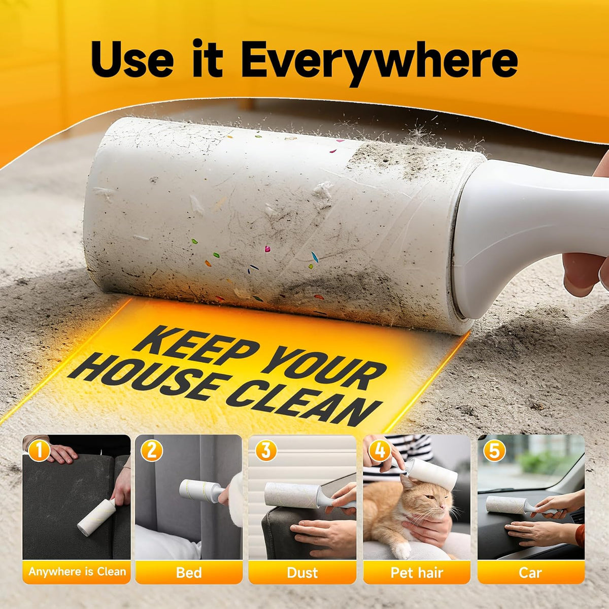 600 Sheets Extra Sticky Lint Roller for Pet Hair