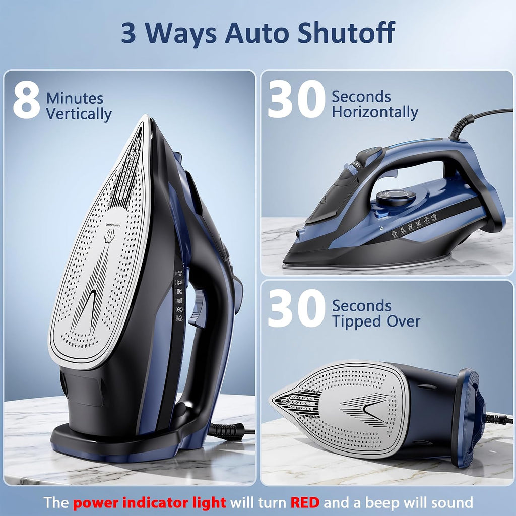 Steam Iron for Clothes 20s Fast Heating, Iron for Vertical Steaming