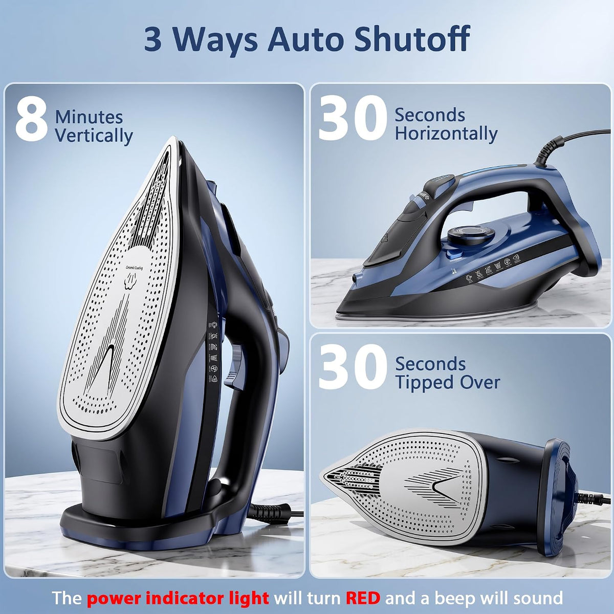 Steam Iron for Clothes 20s Fast Heating, Iron for Vertical Steaming