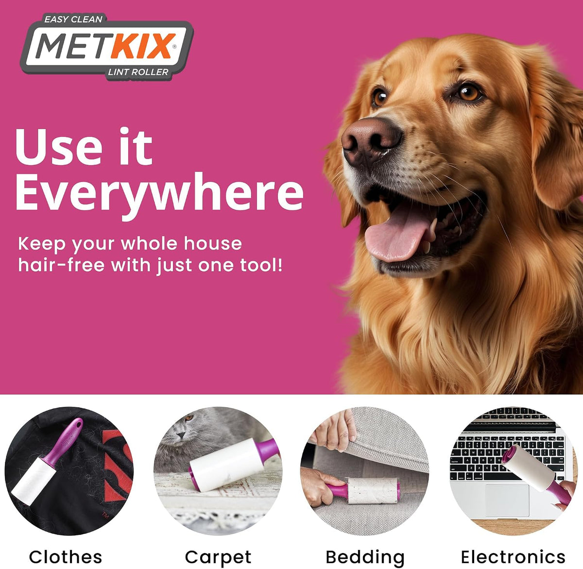 Refill for Metkix Lint Rollers 8 Pack (Total 800 Sheets)