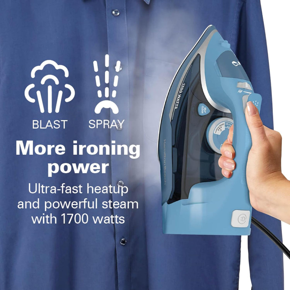 Hamilton Beach Steam Iron for Clothes & Garment Steamer For Clothes