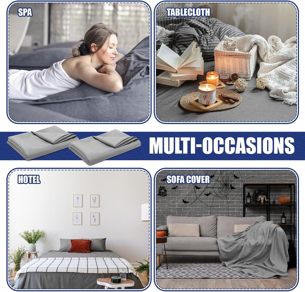 SmoothNovelty 30 Pack Twin Flat Sheets Bulk, Gray, Twin