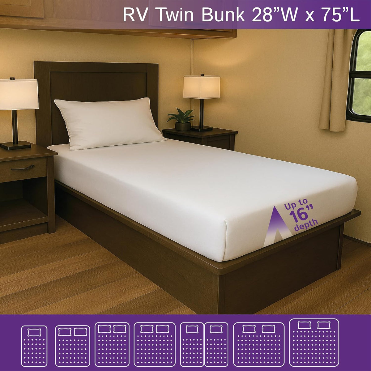 RV Twin Bunk Waterproof Mattress Protector (28" x 75") - Fitted Sheet Style - Hypoallergenic Premium Quality Cover Protects Against Dust, Allergies