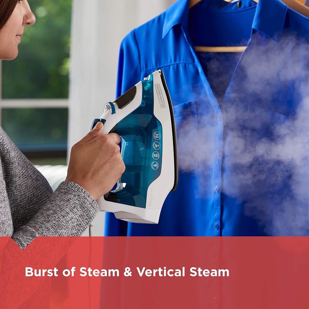 BLACK+DECKER Easy Steam Iron for Clothes with SmartSteam Technology