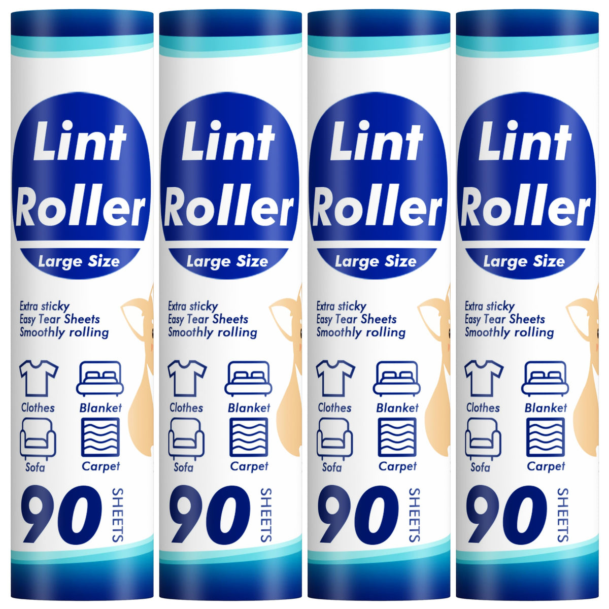 Large Lint Roller for Furniture, 9.45'' Rollers for Floor, 360 Sheets