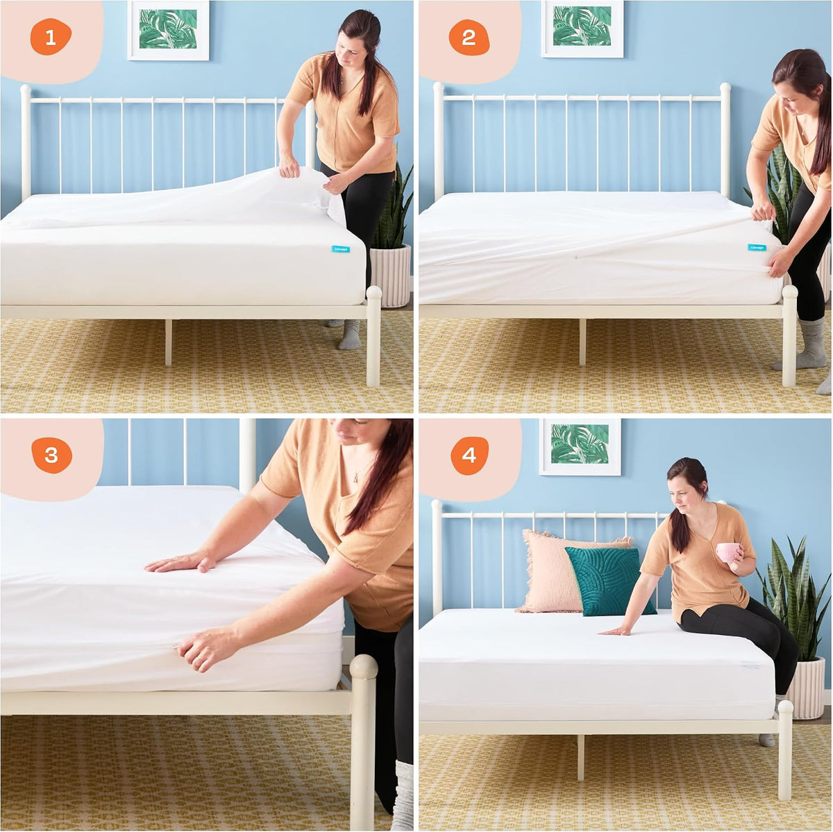 Linenspa Encasement Waterproof Mattress Protector — Zippered 360°, Queen
