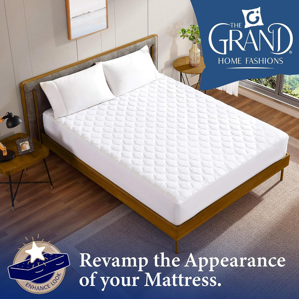 The Grand Hotel Collection Twin Size Hybrid Mattress Protector & Pad - Soft and Comfortable Bed Sheet Cover that Restores the Beauty of Your Mattress, While Protecting from Stains, Dust, and Dirt.