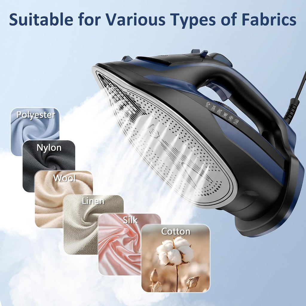 Steam Iron for Clothes 20s Fast Heating, Iron for Vertical Steaming