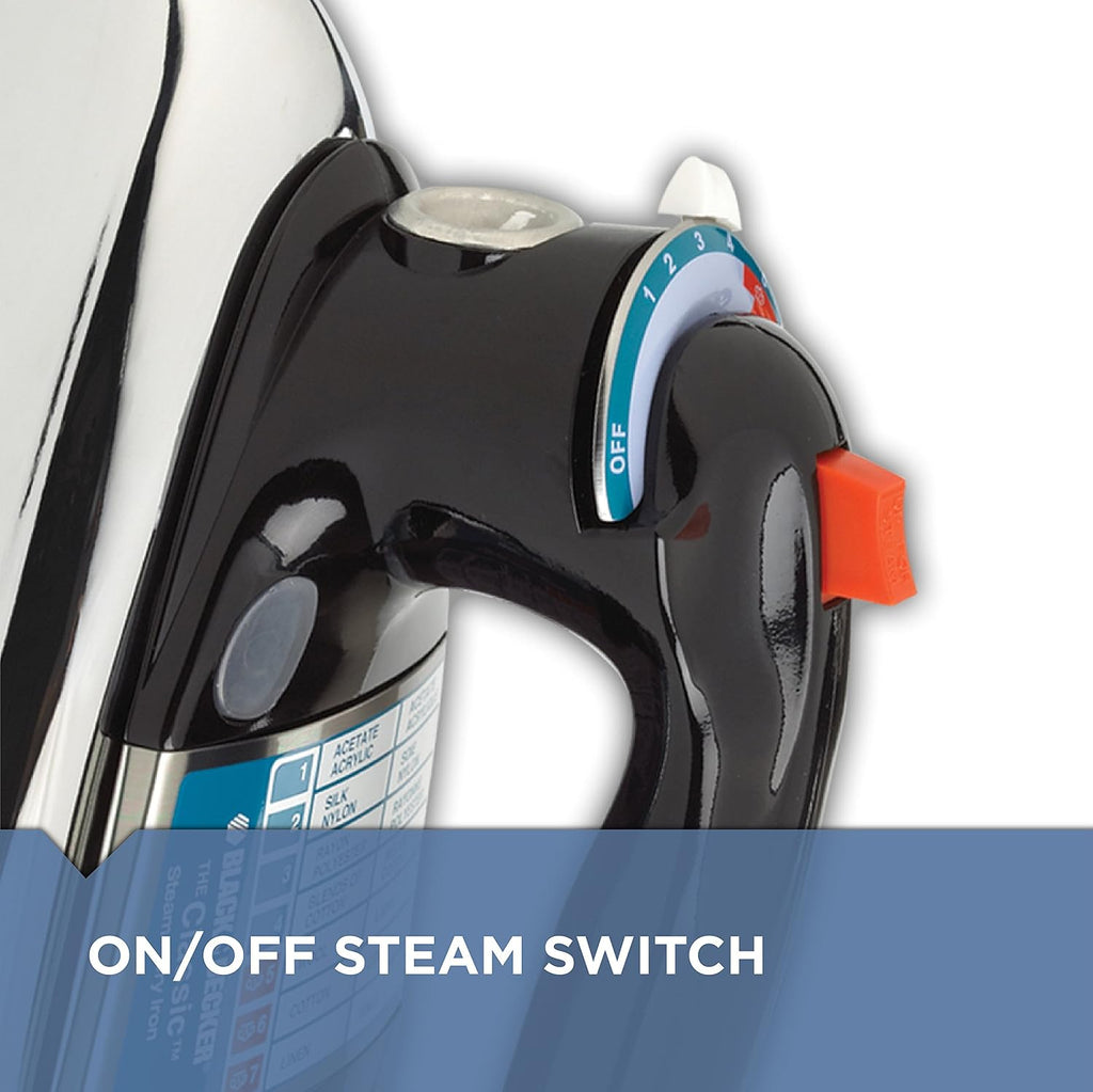 BLACK+DECKER Classic Steam Iron with Aluminum Soleplate