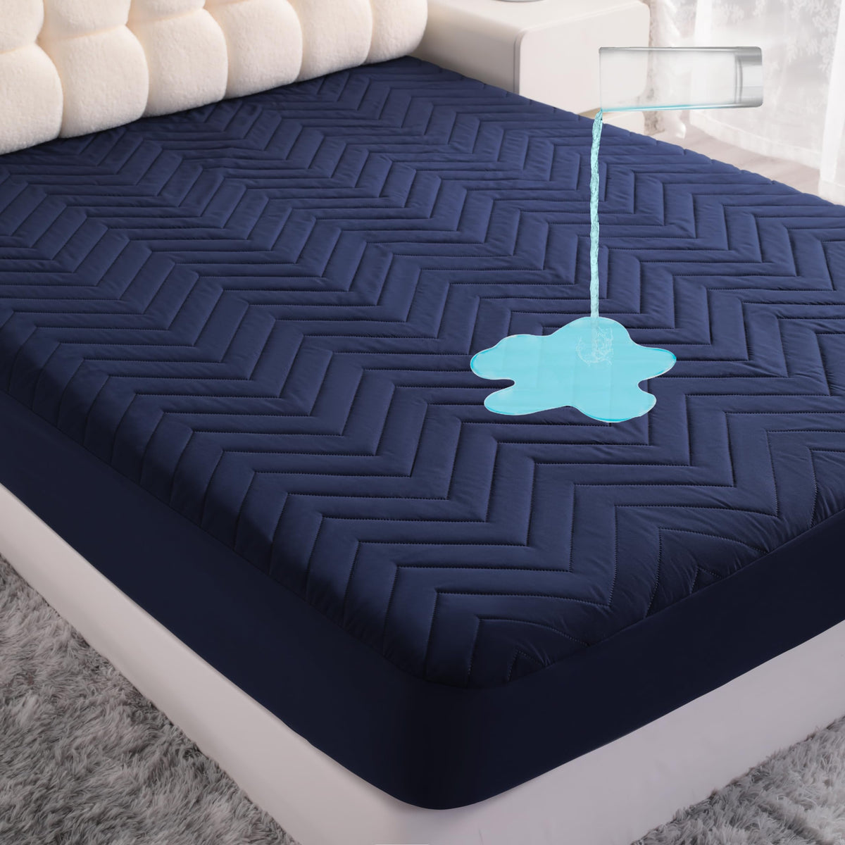 Quilted Waterproof Mattress Protector - Queen Size 15" Deep Pocket Fitted Sheet, Ultra-Soft Breathable and Machine Washable Mattress Pad Cover - White