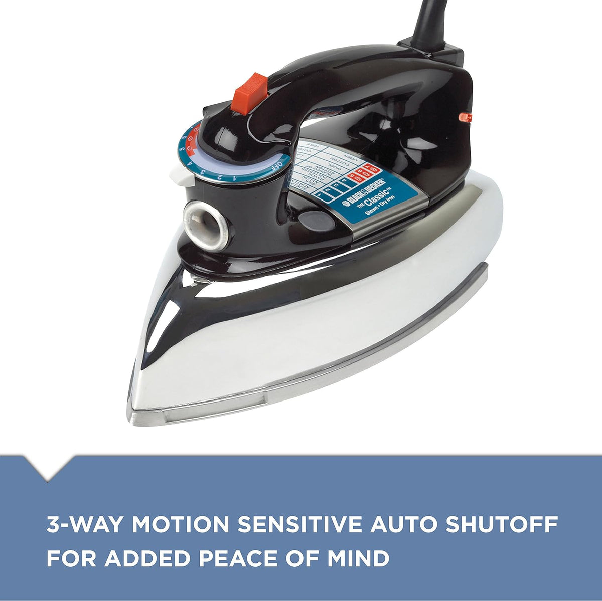 BLACK+DECKER Classic Steam Iron with Aluminum Soleplate