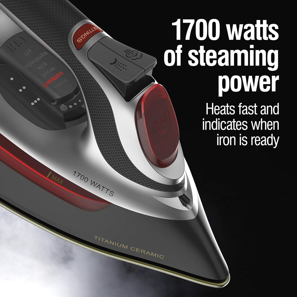 CHI Steam Iron for Clothes, 1700 Watts, XL 10" Cord