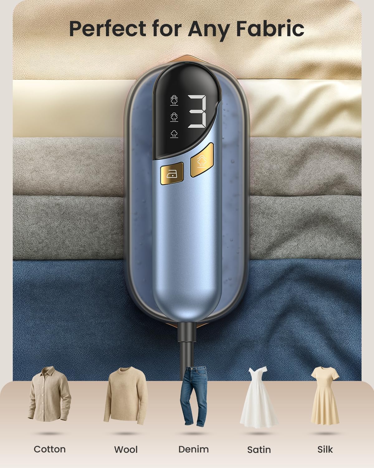 LOXP 2-in-1 Steamer Iron for Clothes, 1000W, 9s Fast Heat-Up, 120V