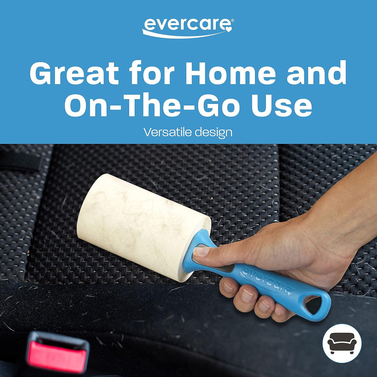 Evercare Extreme Giant Stick Lint Roller with Straight Handle Manual Lint Stick, 70 Sheets, Blue