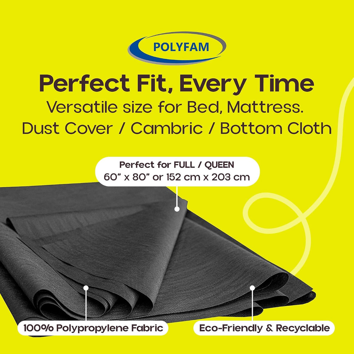 Cambric Dust Cover Fabric 1.4 oz for Under Beds POLYFAM Brand – Queen Size