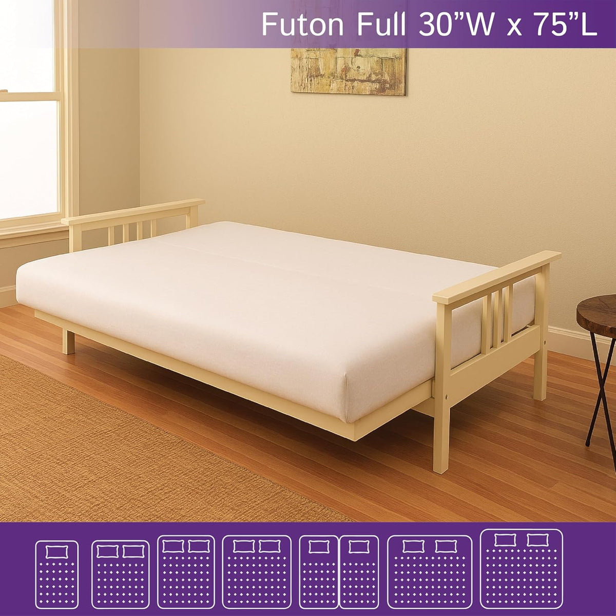 Futon Full (54"x 75") Waterproof Mattress Protector - Fitted Sheet Style - Hypoallergenic Premium Quality Cover Protects Against Dust White