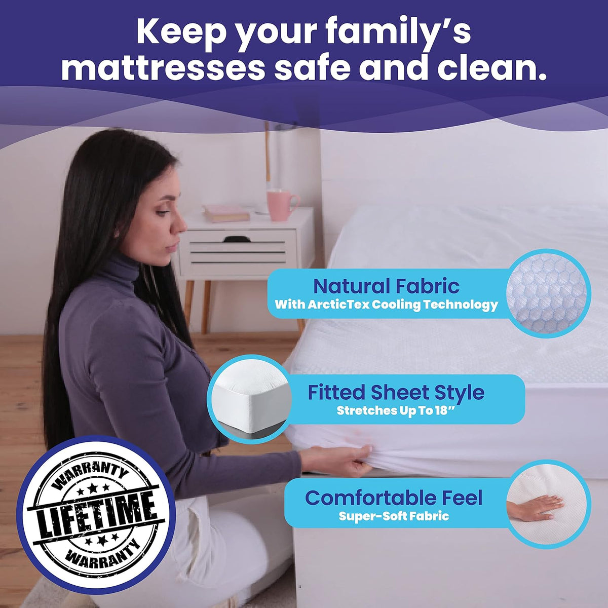 Queen Size Waterproof Cooling Mattress Protector by Slumberfy, 60x80 in