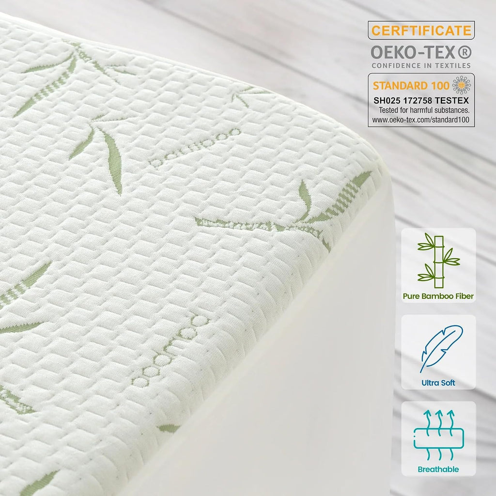 Hannah Linen Queen Mattress Protector, Cooling Rayon dervied from Bamboo Viscose, 100% Waterproof - Fitted Sheet Style, Deep Pocket