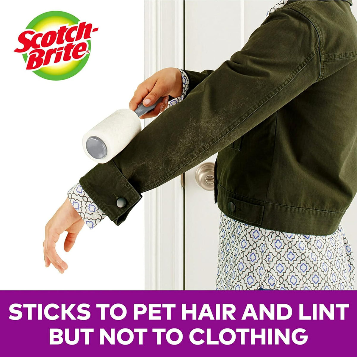 Scotch-Brite Pet Extra Sticky Lint Rollers 4 Rollers 48 Sheets Per Roller 192 Sheets Total