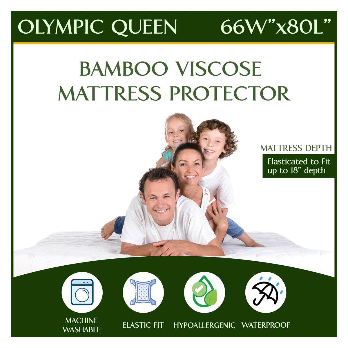 Four Seasons Essentials RV Bunk Size Waterproof Mattress Protector - Cooling Viscose derived from Bamboo Fitted Sheet Mattress Cover - Quilted Jacquard Pad Protects from Dust Allergens