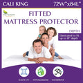 California King Size Waterproof Mattress Protector - Fitted Sheet Style Mattress Cover - Hypoallergenic, Breathable, Noiseless, Protects Against Dust, Allergens