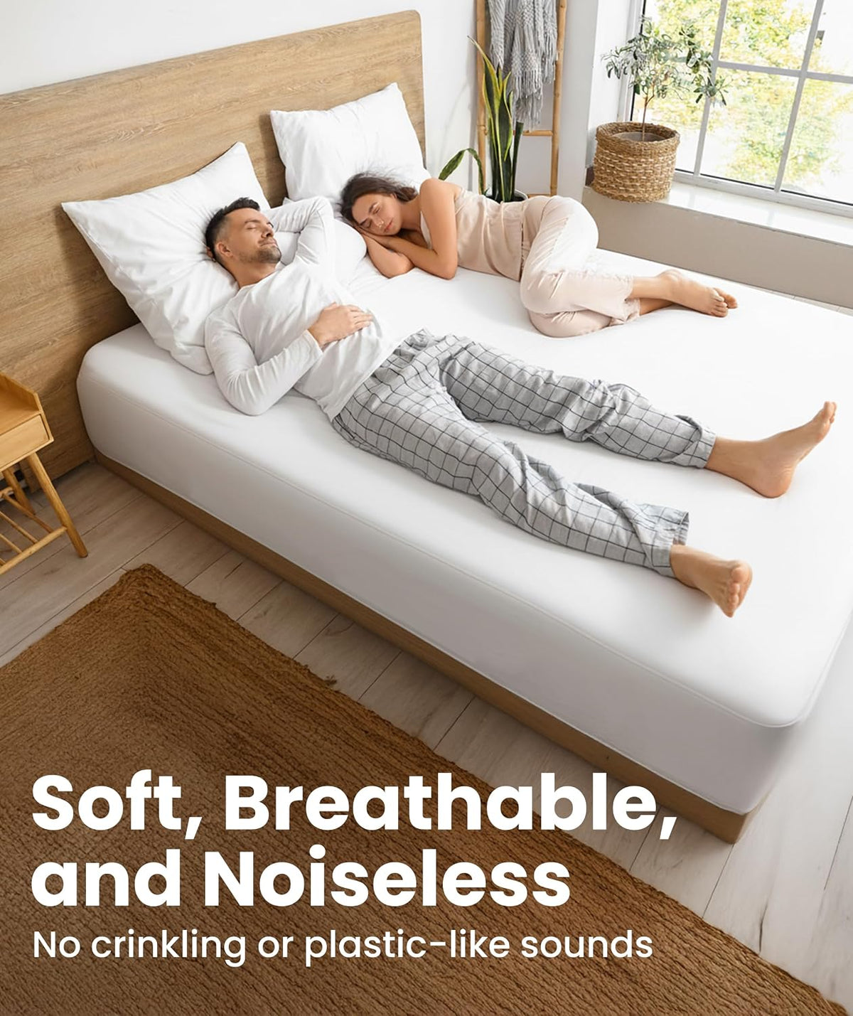 Everlasting Comfort Premium Queen Size Mattress Protector - Waterproof & Breathable, Noiseless Design, Washable Cover, 18" Deep Pocket, Stain Resistant Cover for Sleep Hygiene