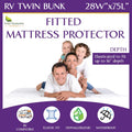 RV Twin Bunk Waterproof Mattress Protector (28" x 75") - Fitted Sheet Style - Hypoallergenic Premium Quality Cover Protects Against Dust, Allergies