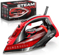 Utopia Home Steam Iron - 1800W Non-Stick Soleplate (Black-Red, Classic)