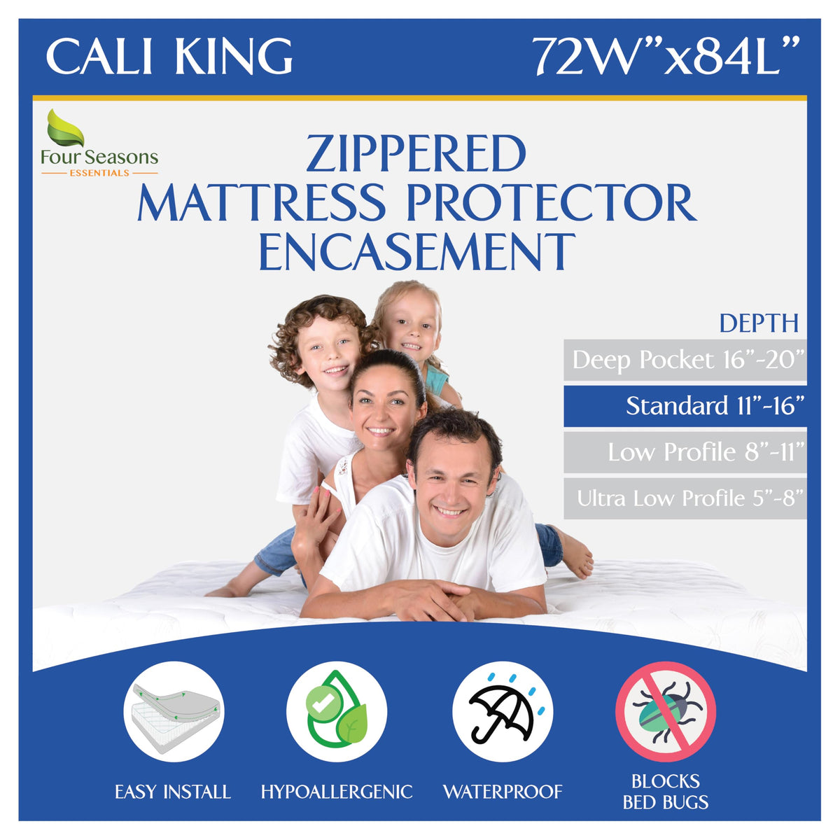 RV Short Queen Mattress Protector (60" Wx75 L) Waterproof Zippered Encasement Hypoallergenic Premium Bed Cover Protects Against Bedbugs Dust Allergies