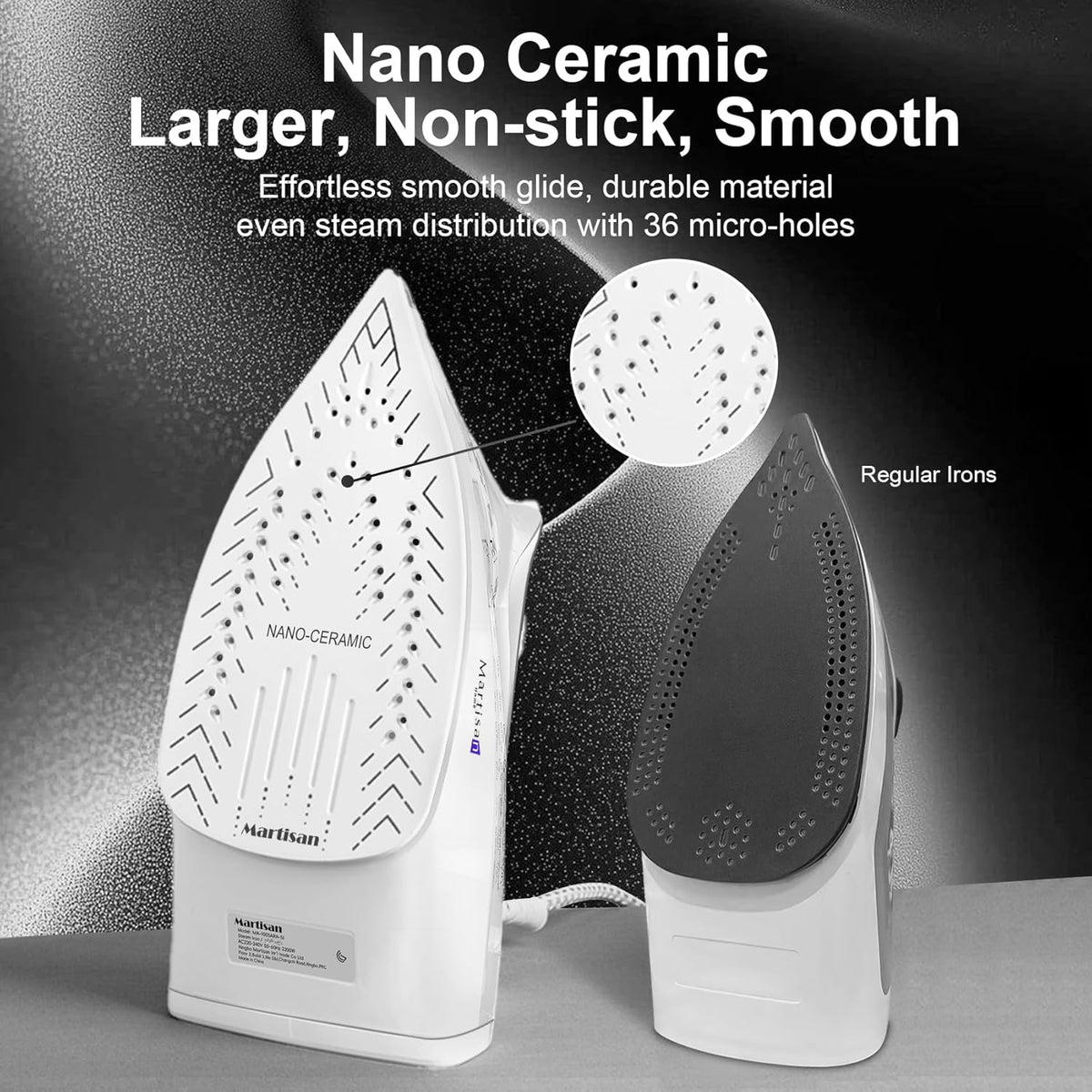 Martisan Steam Iron for clothes, 1800W, Nano Ceramic Soleplate, Dynamic Steam Burst, Precise Thermostat for All Fabrics, Auto-off, Fast Heating, Self-Clean, 4-in-1 Iron, Anti-Drip, Anti-Calc