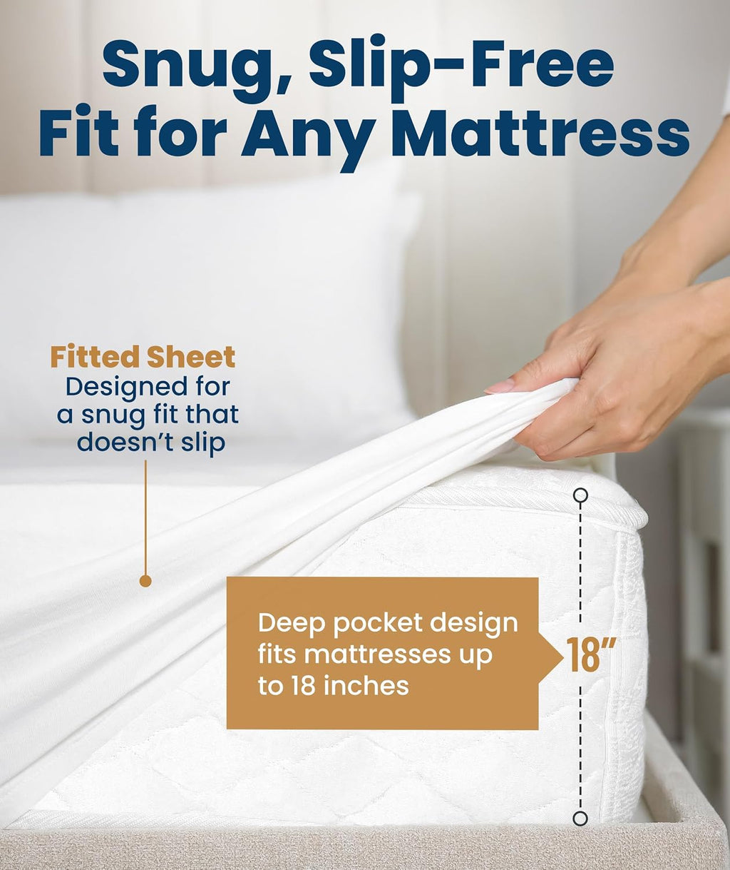 Everlasting Comfort Premium Queen Size Mattress Protector - Waterproof & Breathable, Noiseless Design, Washable Cover, 18" Deep Pocket, Stain Resistant Cover for Sleep Hygiene