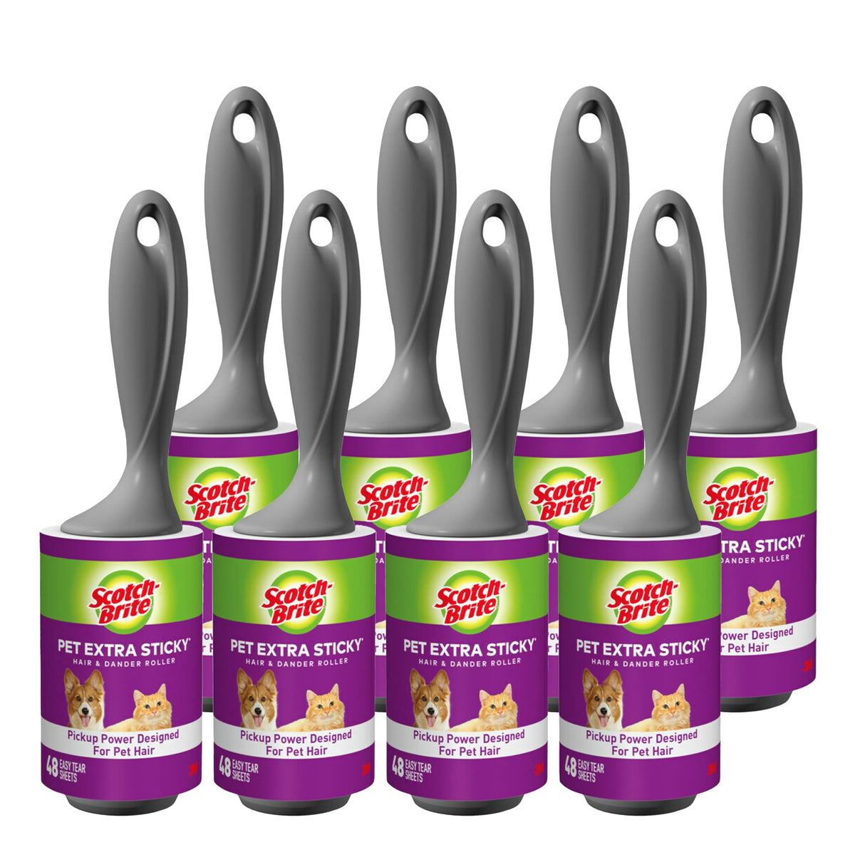 Scotch-Brite Pet Extra Sticky Lint Rollers 4 Rollers 48 Sheets Per Roller 192 Sheets Total