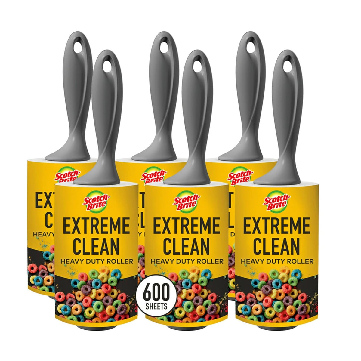 Scotch-Brite Extreme Clean Lint Rollers,600 Sheets Total, 6 Pack