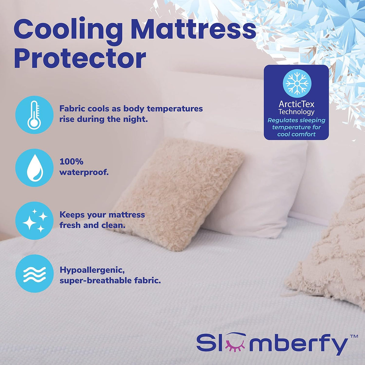 Queen Size Waterproof Cooling Mattress Protector by Slumberfy, 60x80 in