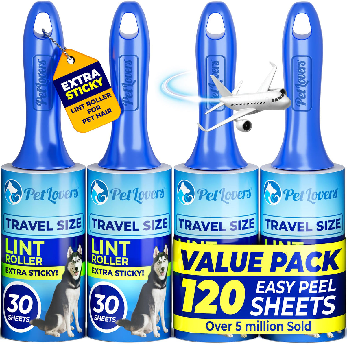PetLovers Large Lint Roller with 3 Refills – 360 Total Sheets for Tackling Pet Hair, Extra Large Floor and Carpet Roller for Homes with Pets, Perfect for Floors, Furniture, and Loving Pet Owners